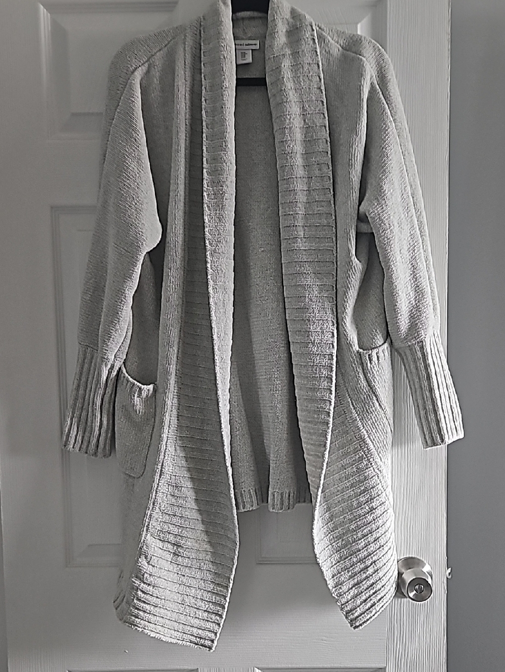 Cozy Open-Front Long Cardigan Sweater - Light Gray